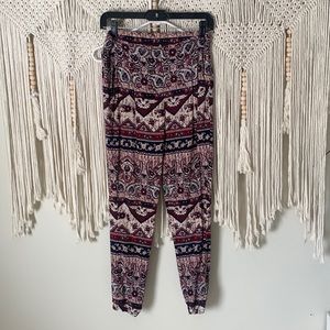 Tribal loose fitting comfy patterned maroon pants